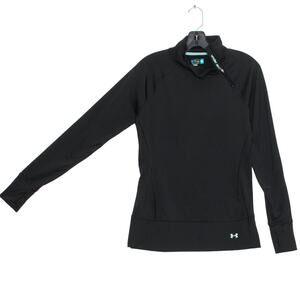 Under Armour Womens Top Angled Zip Long Sleeve Active Black Size Medium EV